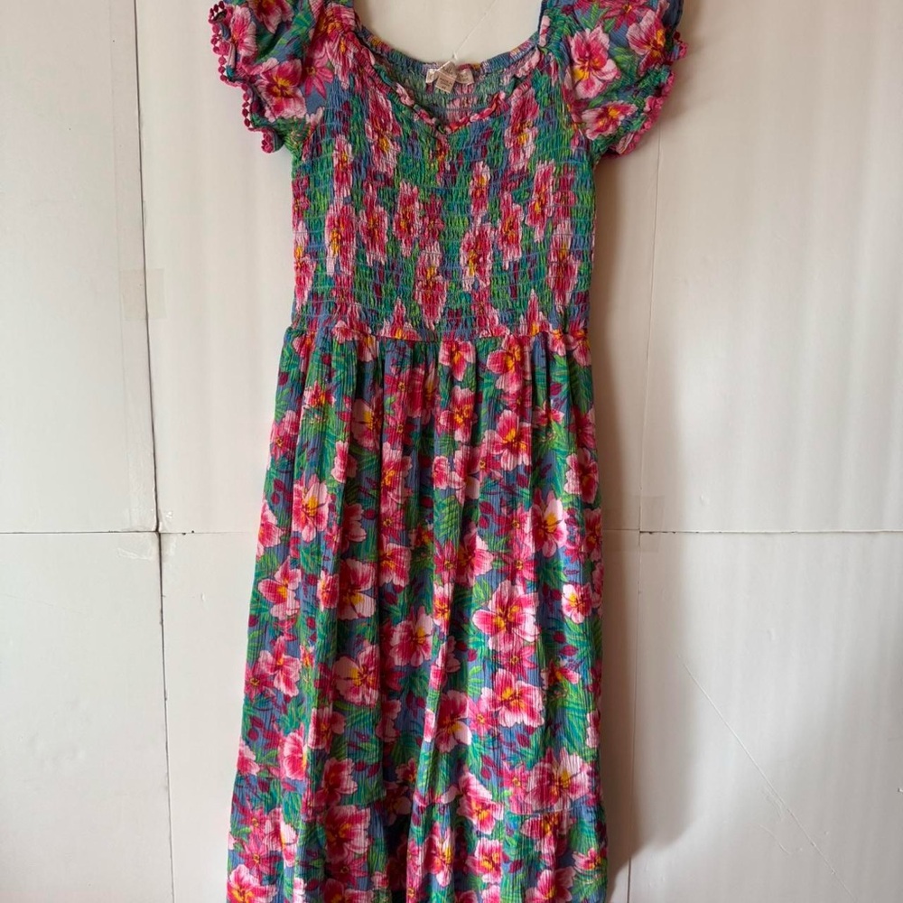 Chenault Pink and Red Ruffled Smocked Sundress